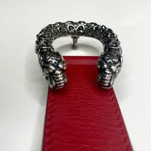 Iconic Dionysus Leather Belt Tiger head buckle encrusted with crystals. Gucci Women main image 3